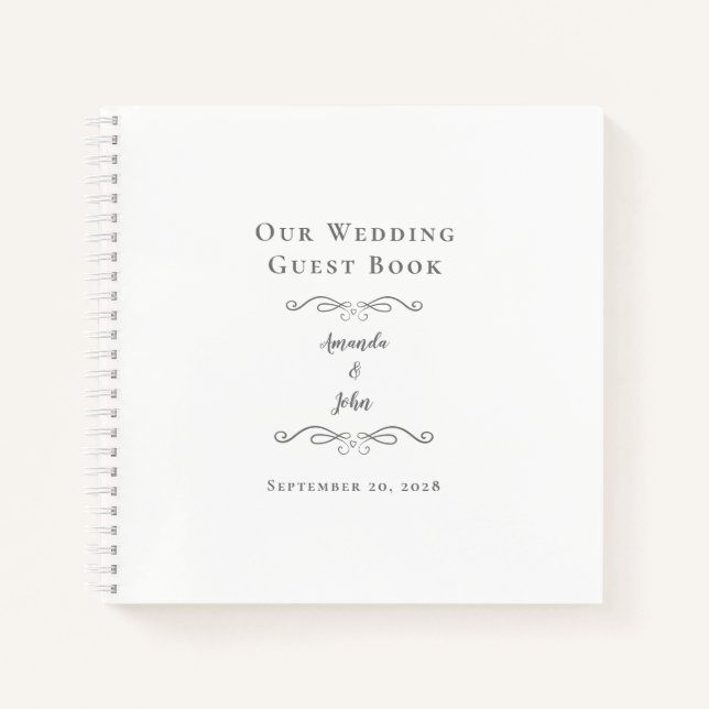 Élégant Mariage Classique Grey Budget Livre d'invi (Devant)