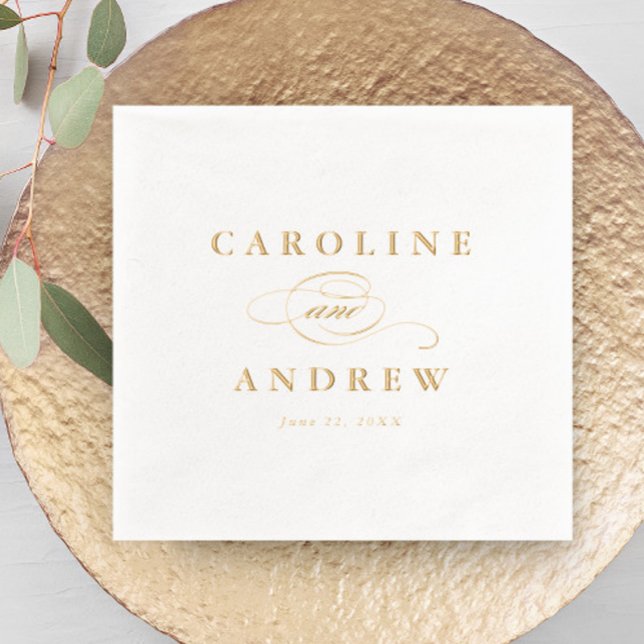 Élégant Mariage Classique Script (Elegant typography script wedding real foil napkins.)