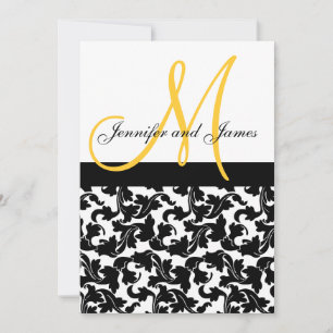 Élégant Mariage damassé Invitation Monogramme Jaun
