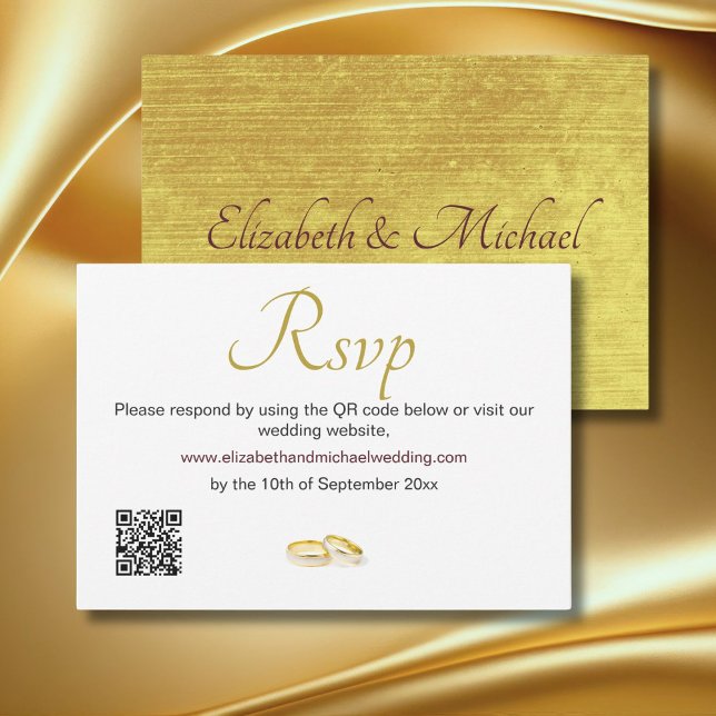Elegant Mariage de anneaux or QR Code RSVP (Créateur téléchargé)
