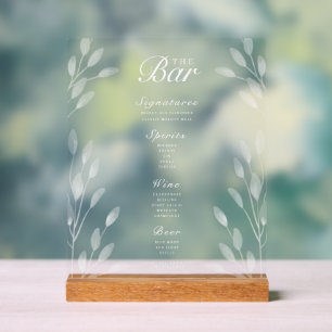 Élégant Mariage de barre menu Signal acrylique