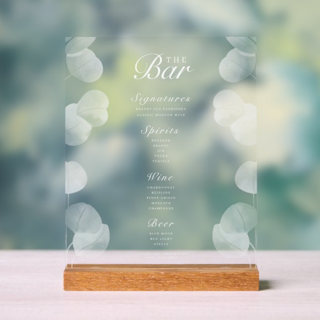 Élégant Mariage de barre menu Signal acrylique (Neutre)