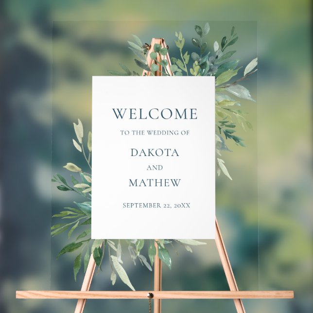 Élégant Mariage de bienvenue moderne et verdure (Neutre)