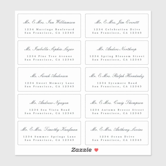 Élégant Mariage de calligraphie Étiquettes de adre (Feuille)