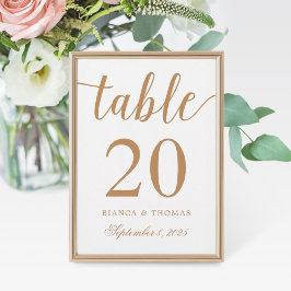 Élégant Mariage de calligraphie or Numéro de table