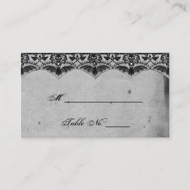 Élégant Mariage de dentelle gothique Cartes de pla (Devant)