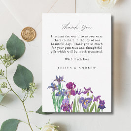 Élégant mariage de fleur Iris Carte de remerciemen