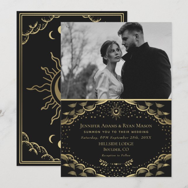 Elégant Mariage de la carte Gold Tarot (Devant / Derrière)