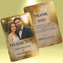 Elegant Mariage de la fibre d'or Carte de remercie
