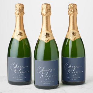 Élégant Mariage de la Marine Champagne Étiquette d