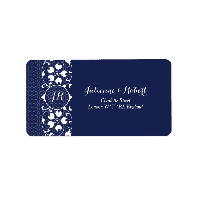 Élégant Mariage de monogramme dentelle Étiquettes  (Devant)