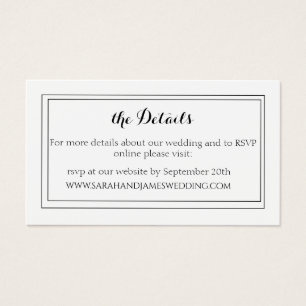 Élégant Mariage de script blanc site Mini carte