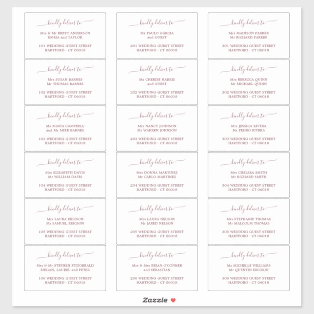 Élégant Mariage de script Étiquette de adresse inv (Feuille)