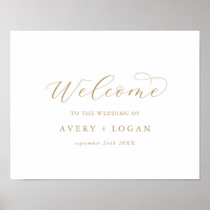 Elegant Mariage de script or Welcome Poster
