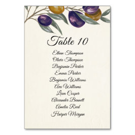 Elégant Mariage d'olive carte numéro de table avec