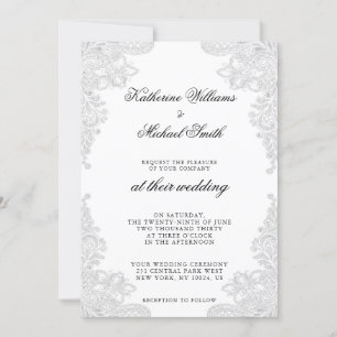 Elégant mariage en dentelle blanche Invitations