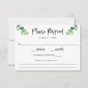 Elégant mariage Eucalyptus RSVP exigences régime