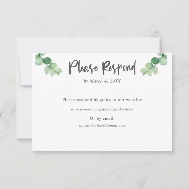 Elegant mariage Eucalyptus RSVP site en ligne (Devant)