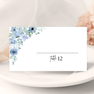 Elégant Mariage Floral Bleu Plié Carte Place
