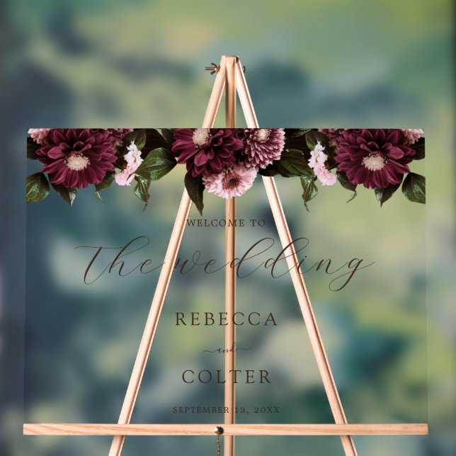 Élégant Mariage floral Brown Bourgogne (Neutre)