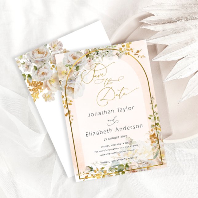 Élégant mariage floral Enregistrer la carte de dat (Créateur téléchargé)