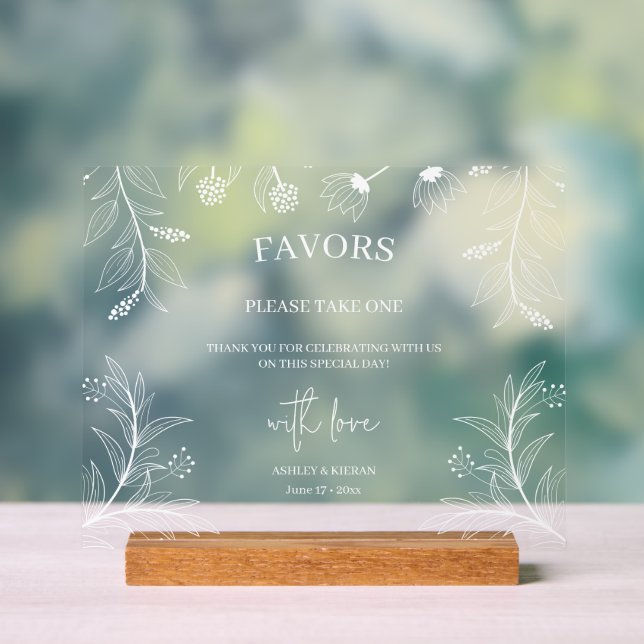 Élégant mariage floral Faveurs Signer (Neutre)