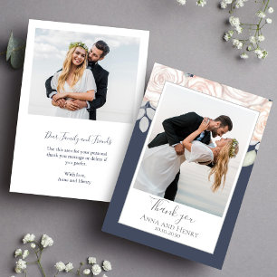 Elégant Mariage Floral Merci Ajustement Bleu Simpl