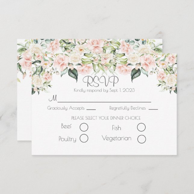 Elégant mariage floral script RSVP (Devant / Derrière)