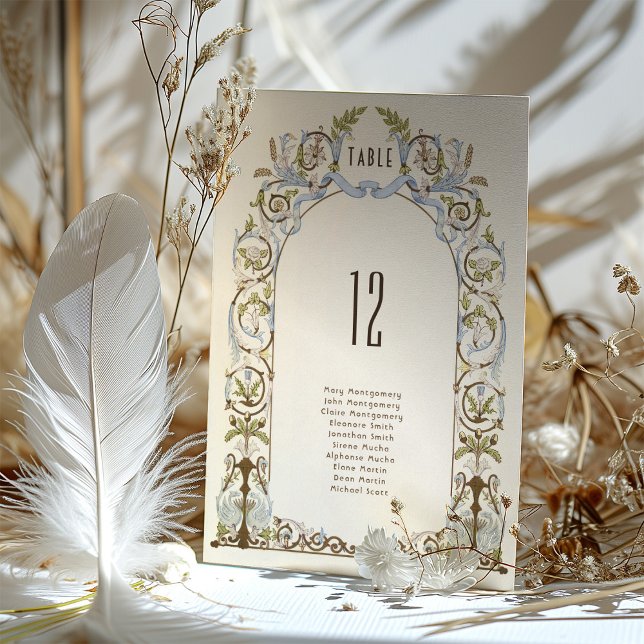 Élégant Mariage Floral victorien carte de siège (Créateur téléchargé)