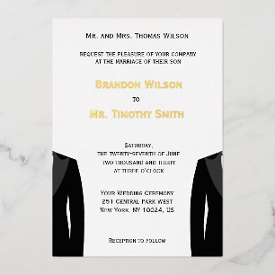 Élégant Mariage Gay Real Gold Invitations