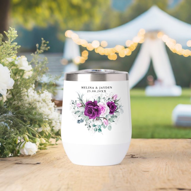 Élégant Mariage géométrique violet rustique (Mariage (pivoté))