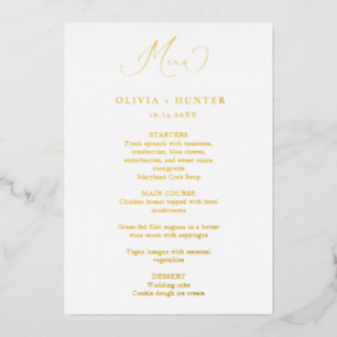 Elégant Mariage Gold Dinner Cartes de menu