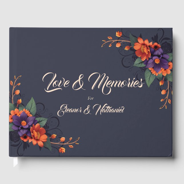 Élégant Mariage gothique Floral Livre d'hôtes (Recto)