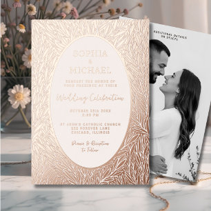 Elégant mariage Invitation Photo Feuilles botaniqu