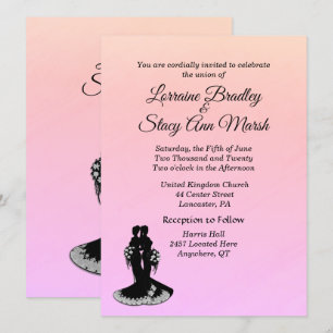 Elégant Mariage lesbien Pinks Invitation