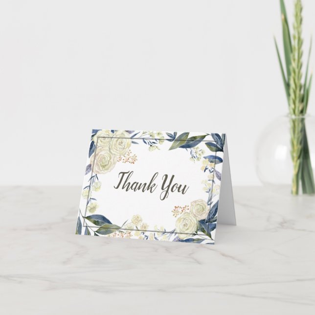 Elégant Mariage Merci d'aquarelle bleu (Devant)