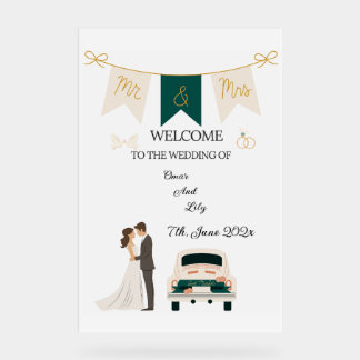 Élégant Mariage Moderne Bienvenue signe acrylique.
