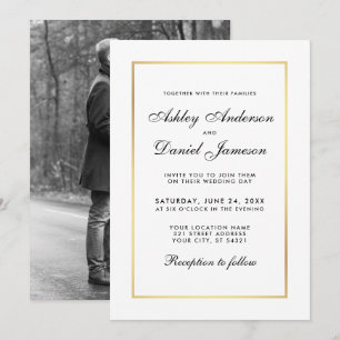 Elégant Mariage moderne Invitation - Black White P