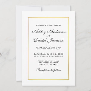 Elégant Mariage moderne noir et blanc Invitation