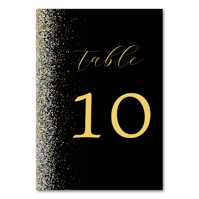 Élégant Mariage noir et or Numéro de table (Par défaut)