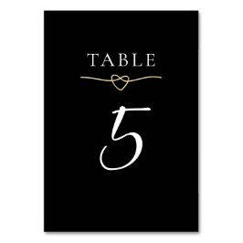 Elégant Mariage noir or carte numéro de table