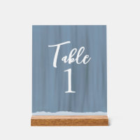 Élégant Mariage peint bleu ardoise Numéro de table