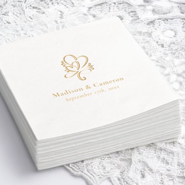 Élégant Mariage Personnalisé Gold Foil serviettes  (Créateur téléchargé)