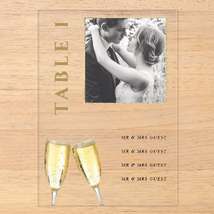 Élégant Mariage photo Champagne Numéro de table