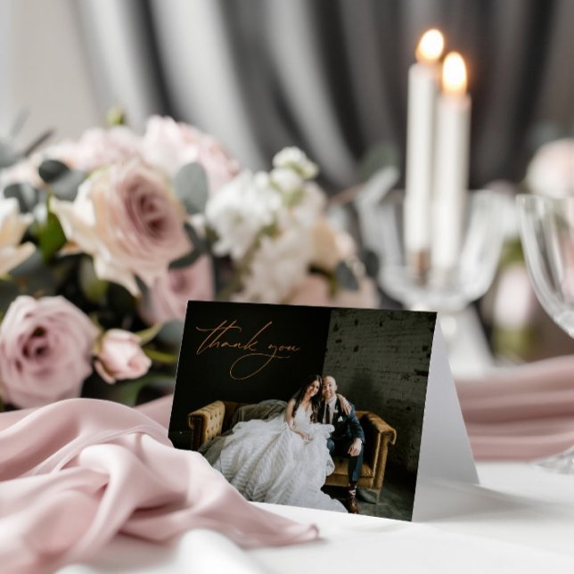 Élégant Mariage photo moderne simple Carte de reme (Elegant Simple Modern Photo Wedding Thank You Card)