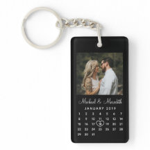 Élégant Mariage photo noir Calendrier Anniversaire