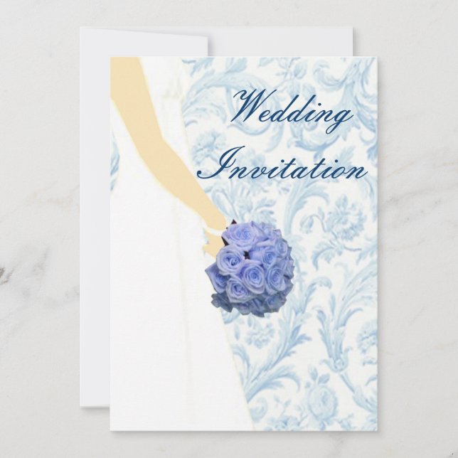 Elégant mariage robe Faire-part de mariage bleu (Devant)