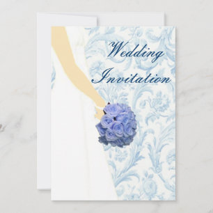 Elégant mariage robe Faire-part de mariage bleu