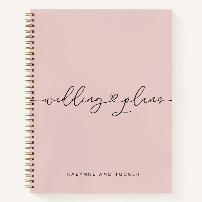 Elégant Mariage rose Dusty Plans Carnet cardiaque (Devant)