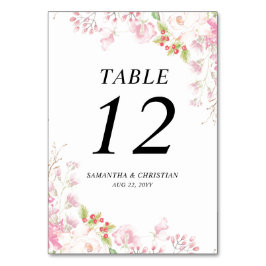Élégant Mariage rose floral carte numéro